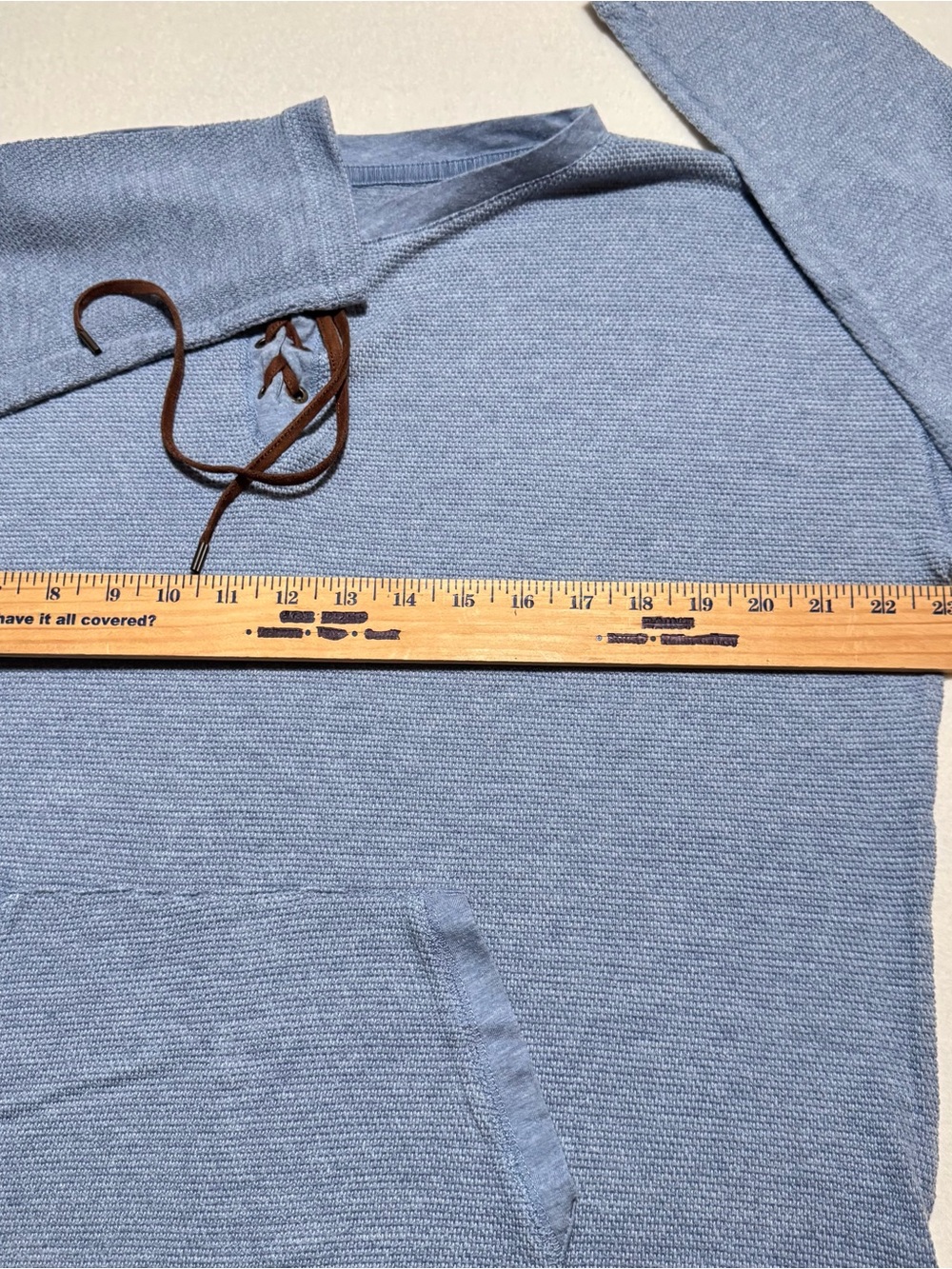 Chaps women Light Blue Knit Pullover with Brown Lace-Up - Picture 5 of 6